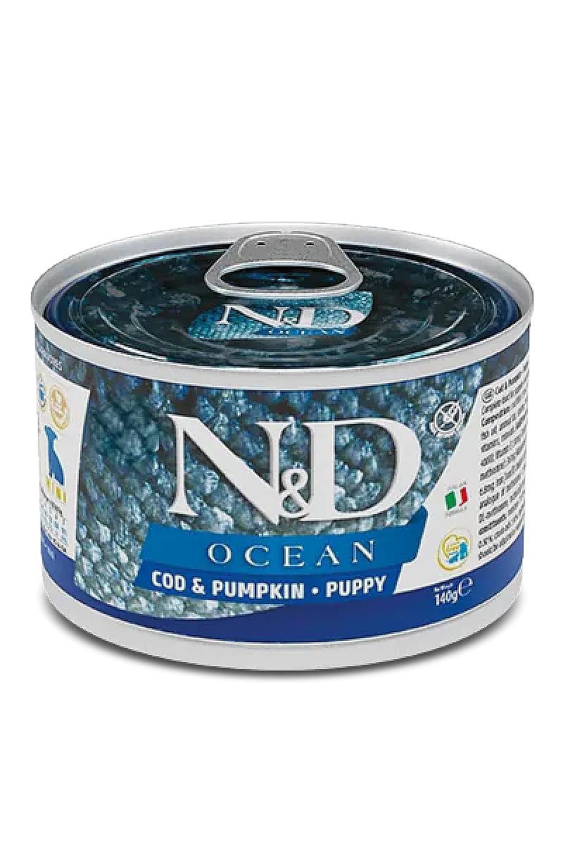N&D Ocean Morina Balıklı ve Balkabağı Tahılsız Yavru Köpek Konservesi 140 gr