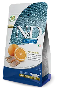 N&D Ocean Ringa Balıklı ve Portakallı Tahılsız Kısırlaştırılmış Yetişkin Kedi Maması