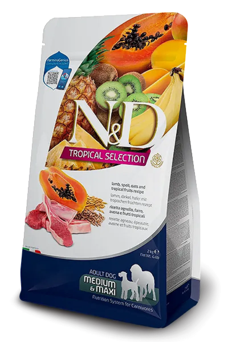 N&D Tropical Selection Kuzu Etli ve Tropikal Meyveli Orta ve Büyük Irk Yetişkin Köpek Maması