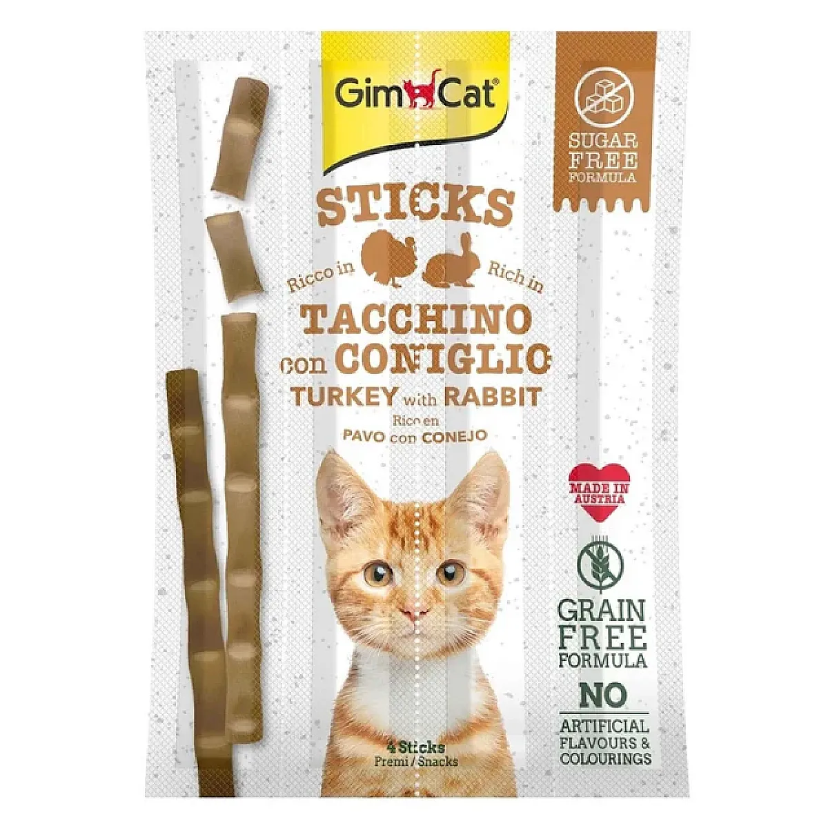 GimCat Sticks Hindi ve Tavşan Etli Kedi Ödül Çubuğu 20 g (4'lü)