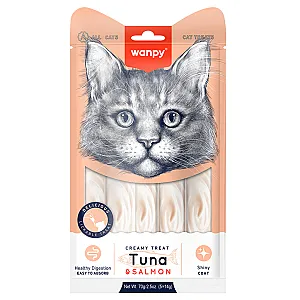 Wanpy Ton Balığı ve Somonlu Tüy Sağlığı Destekleyici Krema Kedi Ödül Maması 14gr (5'li) - 2