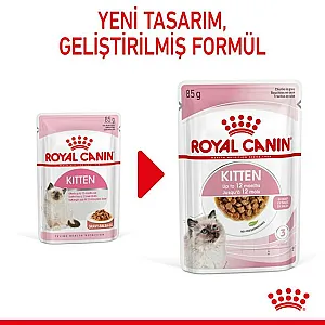 Royal Canin Kitten Gravy sos içinde taneler yavru kedi yaş maması 12 x 85 g kutusu - 8