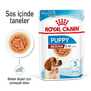 Royal Canin Medium Puppy Gravy orta ırk yavru yaş köpek maması 140 g poşeti - 2