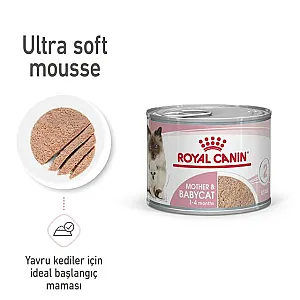 Royal Canin Mother & Babycat Ultra Soft Mousse anne ve yavru kedi yaş maması 195 g kutusu - 2