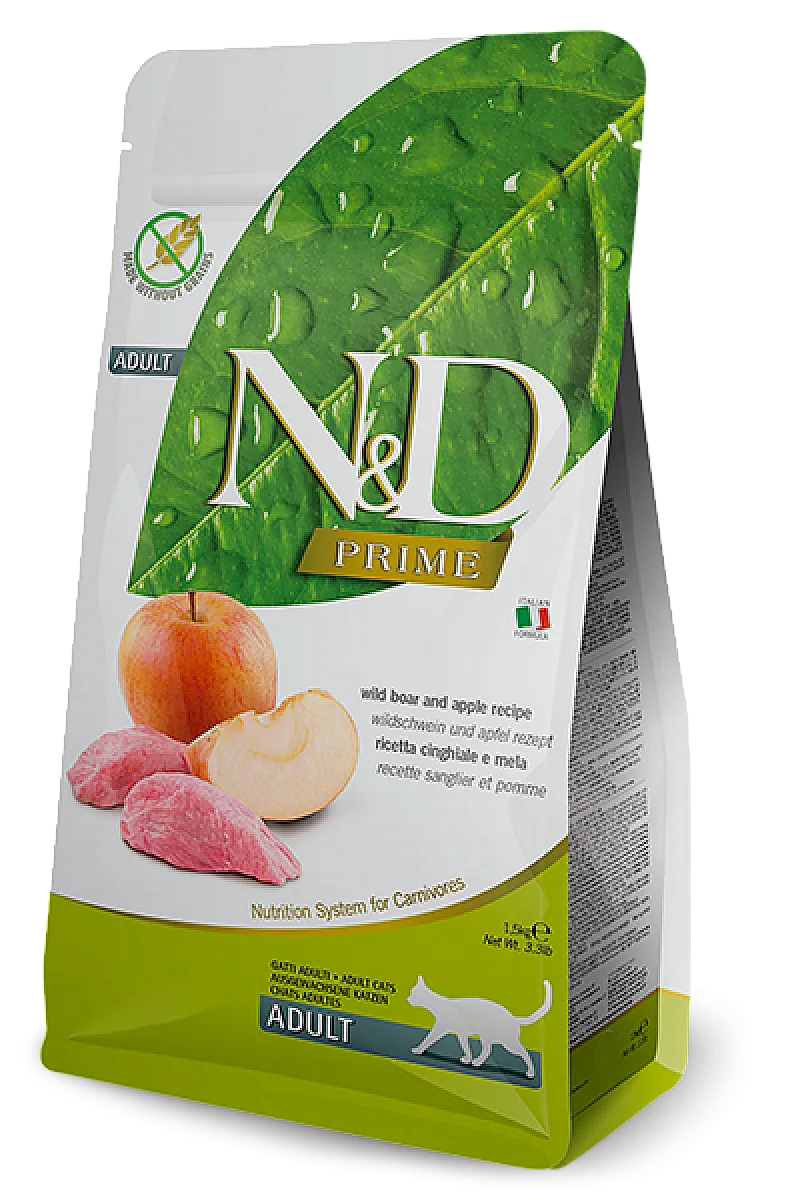 N&D Prime Yaban Domuzu Etli ve Elmalı Tahılsız Yetişkin Kedi Maması