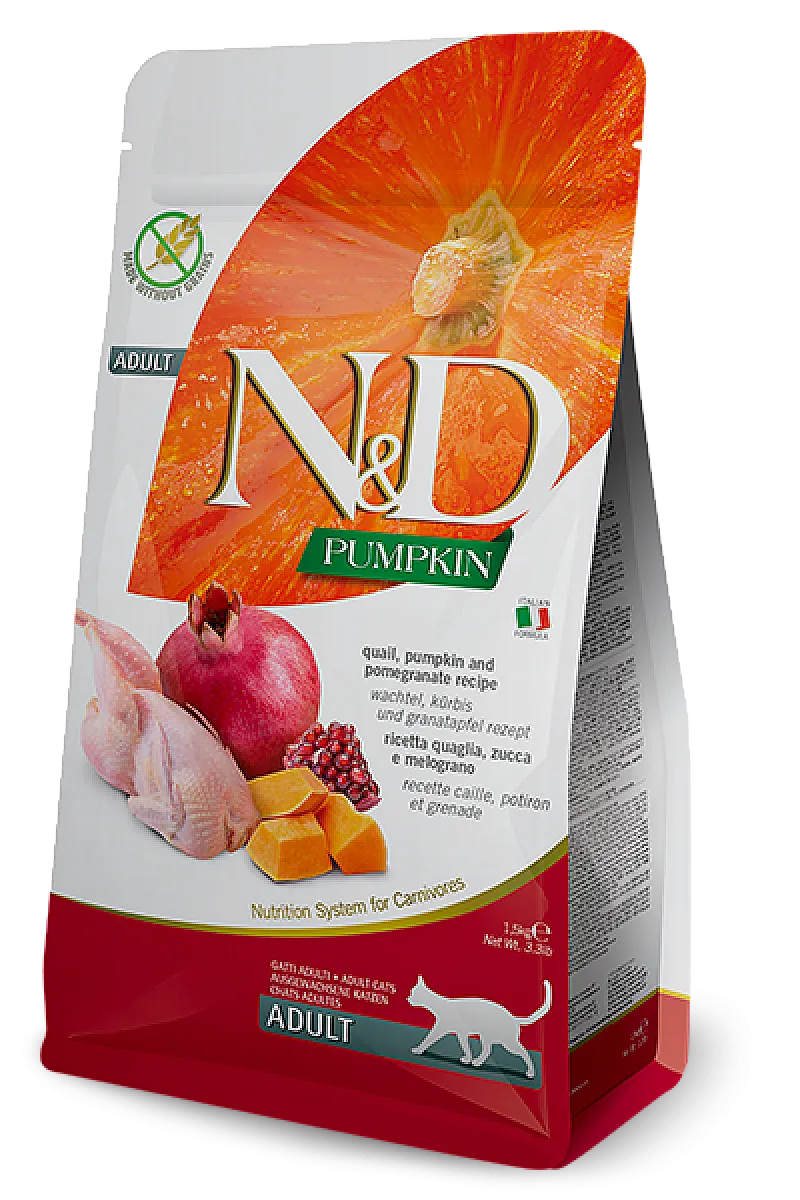 N&D Pumpkin Bıldırcın Etli Bal Kabaklı ve Narlı Tahılsız Yetişkin Kedi Maması