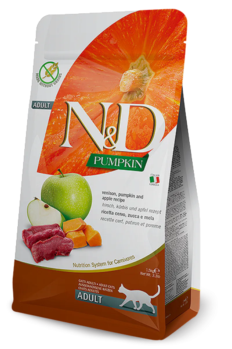 N&D Pumpkin Geyik Etli Bal Kabaklı ve Elmalı Tahılsız Yetişkin Kedi Maması