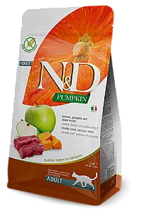 N&D Pumpkin Geyik Etli Bal Kabaklı ve Elmalı Tahılsız Yetişkin Kedi Maması - 1