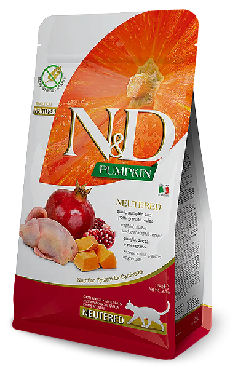 N&D Pumpkin Bıldırcın Etli Bal Kabaklı ve Narlı Tahılsız Kısırlaştırılmış Kedi Maması