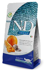 N&D Ocean Ringa Balıklı Bal Kabaklı ve Portakallı Tahılsız Yetişkin Kedi Maması - 1