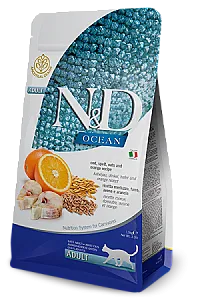 N&D Ocean Morina Balıklı Kılçıksız Buğdaylı Yulaflı ve Portakallı Ata Tahıllı Yetişkin Kedi Maması - 1