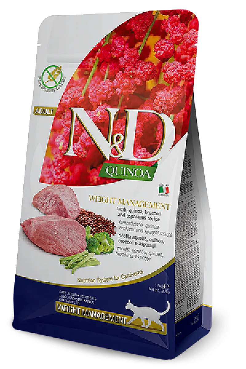 N&D Quinoa Weight Management Kuzu Etli Brokolili Tahılsız Yetişkin Kedi Maması