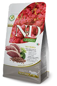 N&D Quinoa Ördek Etli Brokolili ve Kuşkonmazlı Tahılsız Kısırlaştırılmış Kedi Maması - 1