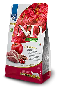 N&D Quinoa Hairball Ördek Etli Elmalı ve Kızılcıklı Tahılsız Yetişkin Kedi Maması 1,5 kg - 1