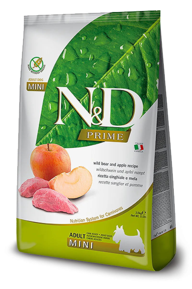 N&D Prime Yaban Domuzu Etli ve Elmalı Tahılsız Küçük Irk Yetişkin Köpek Maması