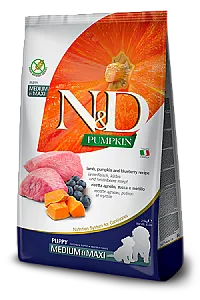 N&D Pumpkin Kuzu Etli Bal Kabaklı ve Yaban Mersinli Tahılsız Orta ve Büyük Irk Yavru Köpek Maması - 1