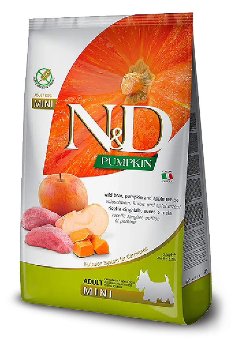 N&D Pumpkin Yaban Domuzu Etli Bal Kabaklı ve Elmalı Tahılsız Küçük Irk Yetişkin Köpek Maması