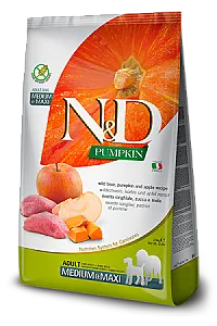 N&D Pumpkin Yaban Domuzu Etli Bal Kabaklı ve Elmalı Tahılsız Orta ve Büyük Irk Yetişkin Köpek Maması - 1