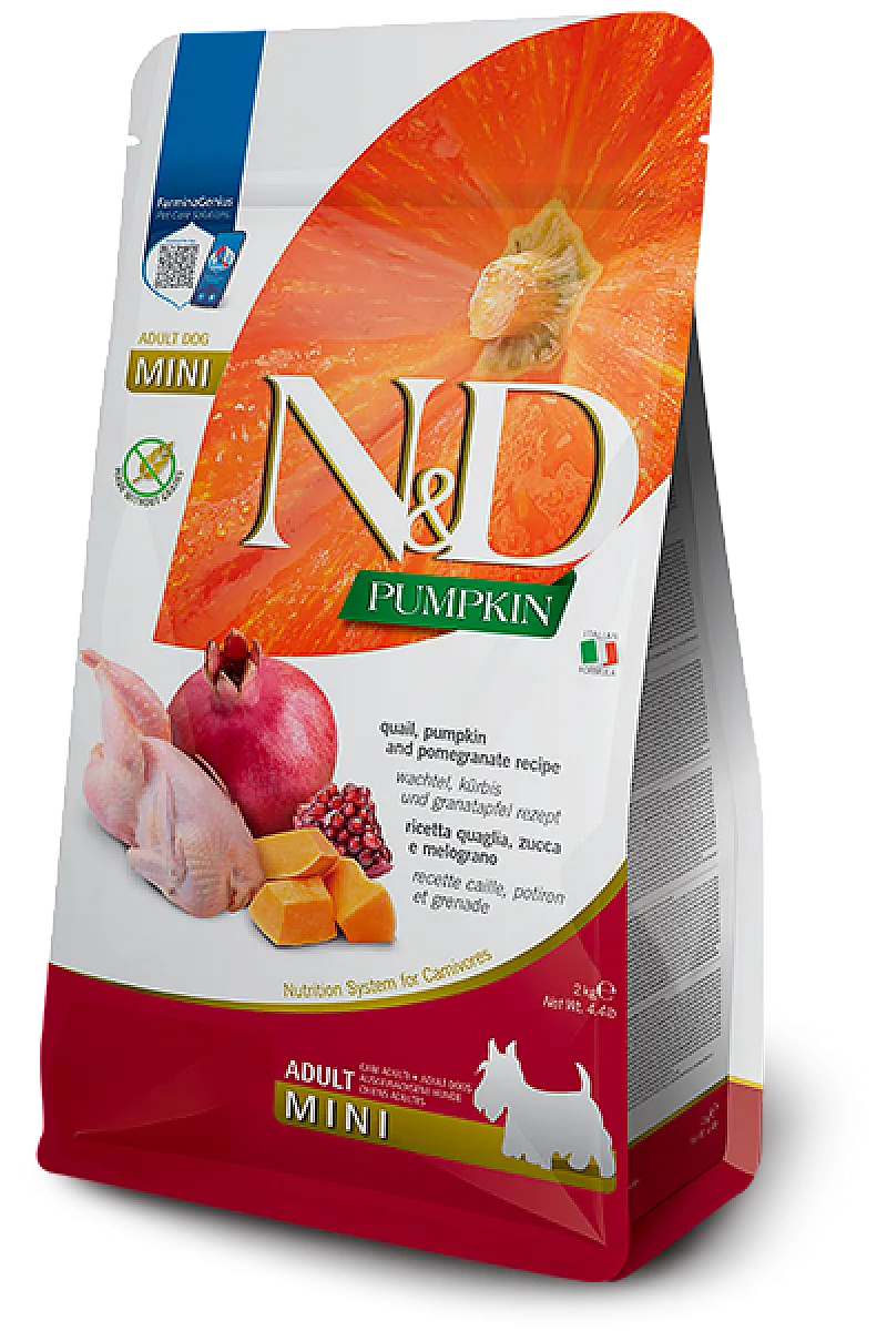 N&D Pumpkin Bıldırcın Etli Bal Kabaklı ve Narlı Tahılsız Küçük Irk Yetişkin Köpek Maması 2 kg