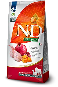 N&D Pumpkin Bıldırcın Etli Bal Kabaklı ve Narlı Tahılsız Orta ve Büyük Irk Yetişkin Köpek Maması 12 kg - 1