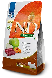 N&D Pumpkin Geyik Etli Bal Kabaklı ve Elmalı Tahılsız Küçük Irk Yetişkin Köpek Maması 2 kg - 1