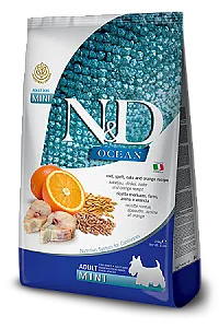 N&D Ocean Morina Balıklı Kılçıksız Buğdaylı Yulaflı ve Portakallı Ata Tahıllı Küçük Irk Yetişkin Köpek Maması - 1