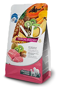N&D Tropical Selection Domuz Etli Tropikal Meyveli Ata Tahıllı Orta ve Büyük Irk Yetişkin Köpek Maması - 1