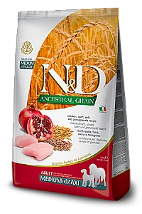 N&D Ancestral Grain Tavuklu Narlı Kılçıksız Buğdaylı Yulaflı Orta ve Büyük Irk Yetişkin Köpek Maması - 1