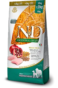 N&D Ancestral Selection Tavuklu ve Narlı Orta ve Büyük Irk Yetişkin Köpek Maması 15 kg - 1