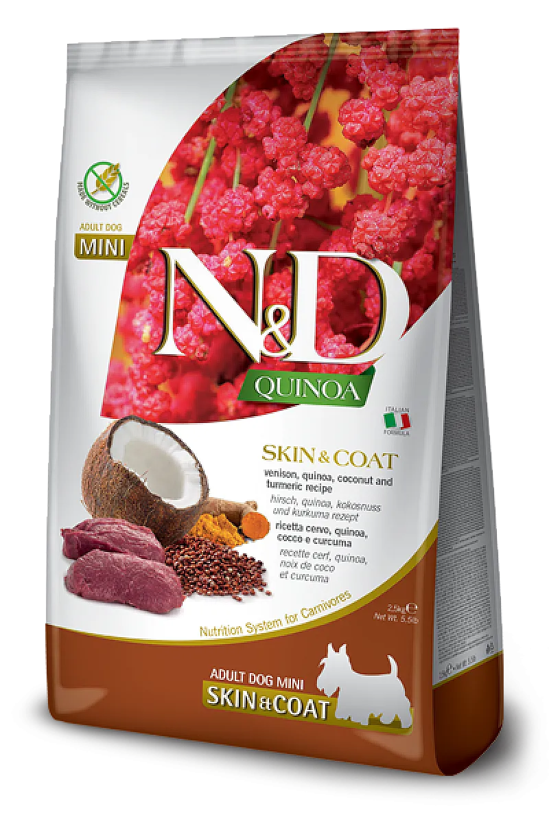 N&D Quinoa Skin & Coat Geyik Etli ve Hindistan Cevizli Mini Tahılsız Yetişkin Köpek Maması
