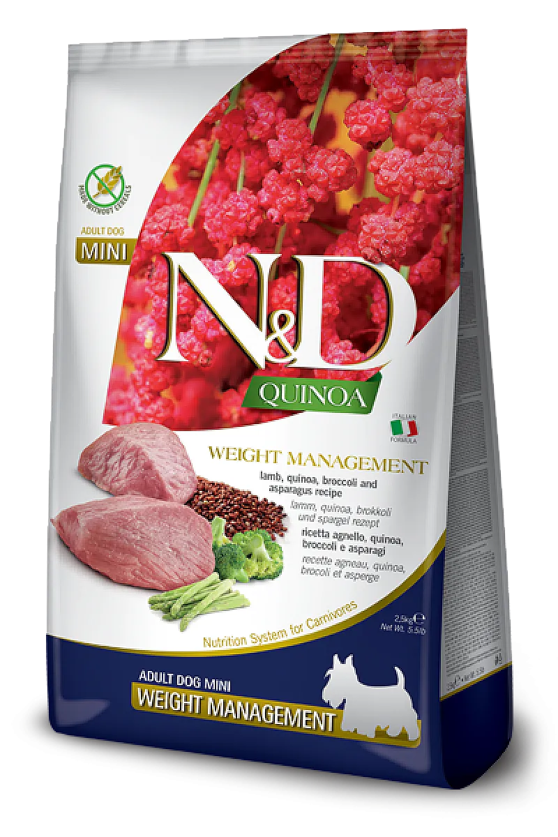 N&D Quinoa Weight Management Kuzu Etli ve Brokolili Mini Tahılsız Yetişkin Köpek Maması