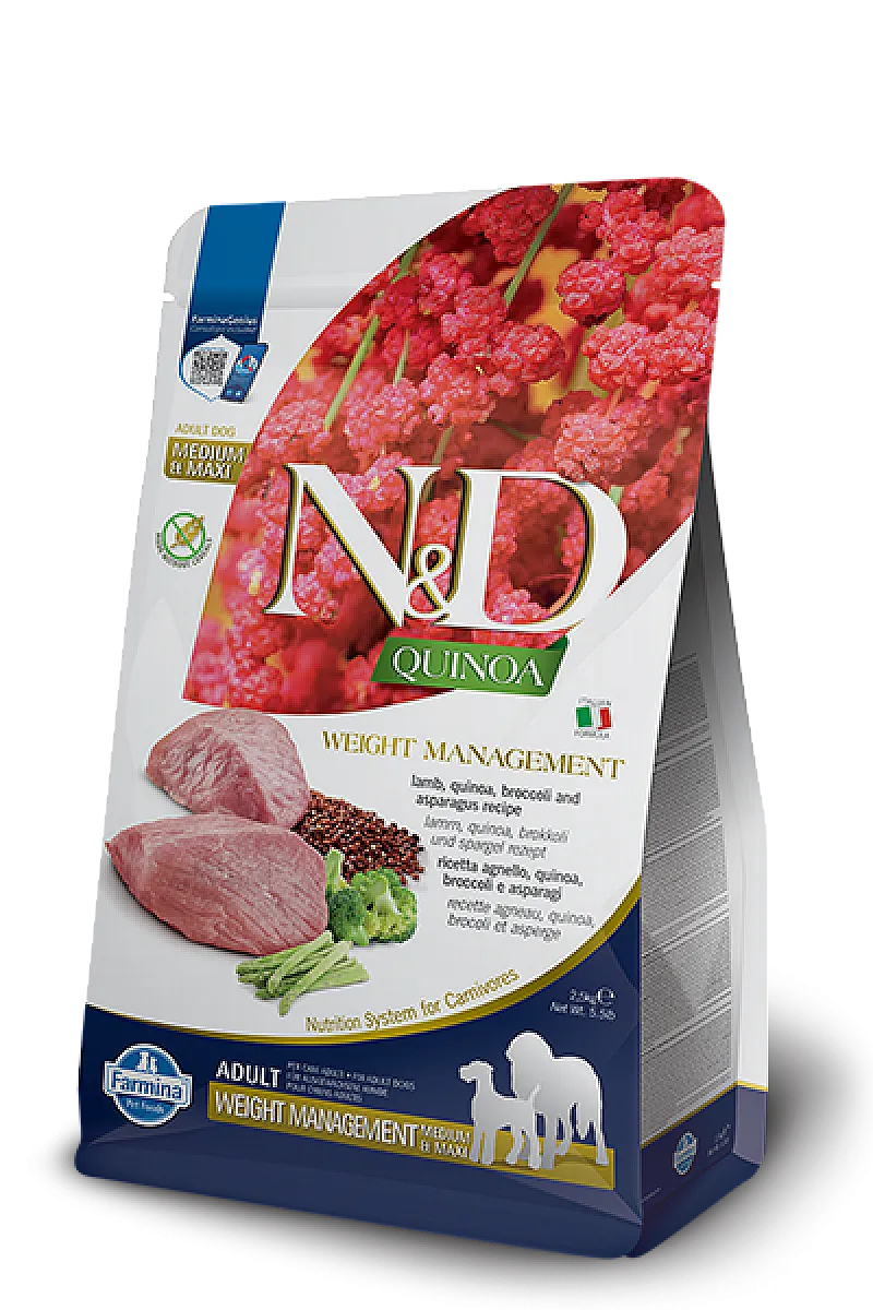 N&D Quinoa Weight Management Kuzu Etli ve Brokolili Medium & Maxi Tahılsız Yetişkin Köpek Maması