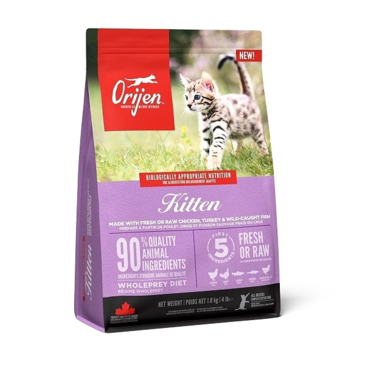 Orijen Kitten Tavuk, Hindi ve Balıklı Tahılsız Yavru Kedi Maması 1.8 kg