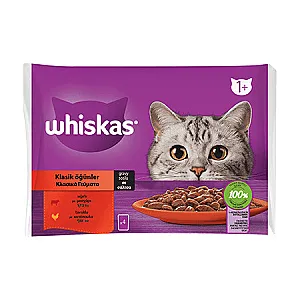 Whiskas Klasik Öğünler Yaş Kedi Maması 4 x 85 g - 1