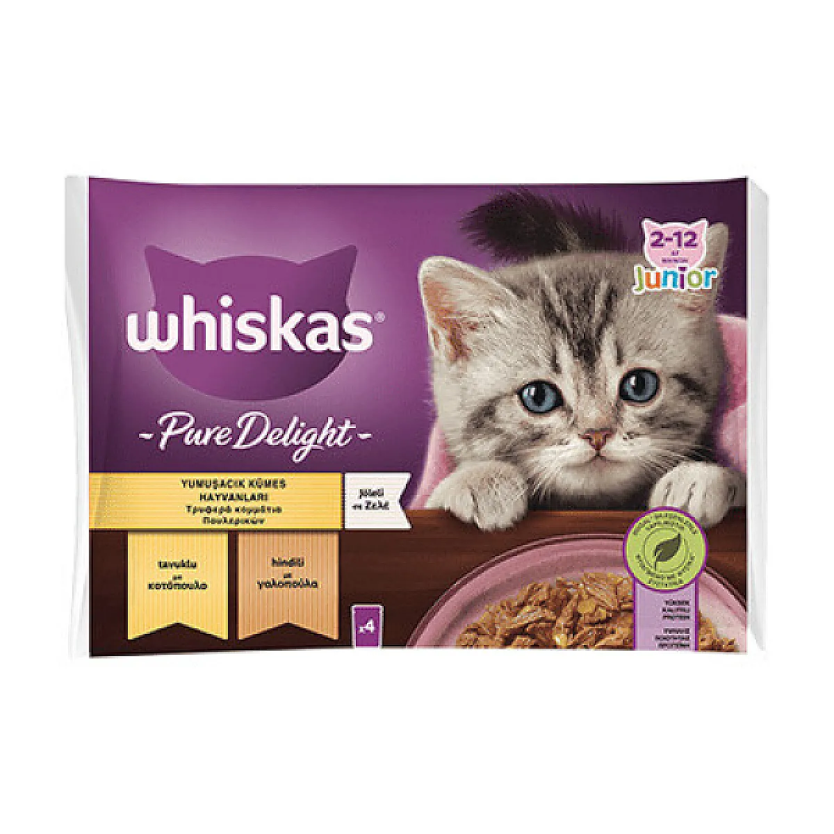 Whiskas Pure Delight Kümes Hayvanlı Yavru Kedi Yaş Maması 4 x 85 g
