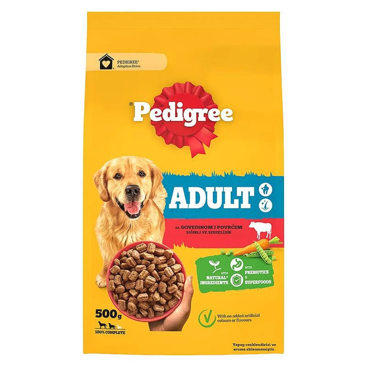 Pedigree Sığır Etli ve Sebzeli Yetişkin Köpek Maması 500 g