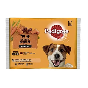 Pedigree Biftekli, Kuzulu, Hindili ve Havuçlu Yetişkin Köpek Yaş Maması 4x100 g - 1