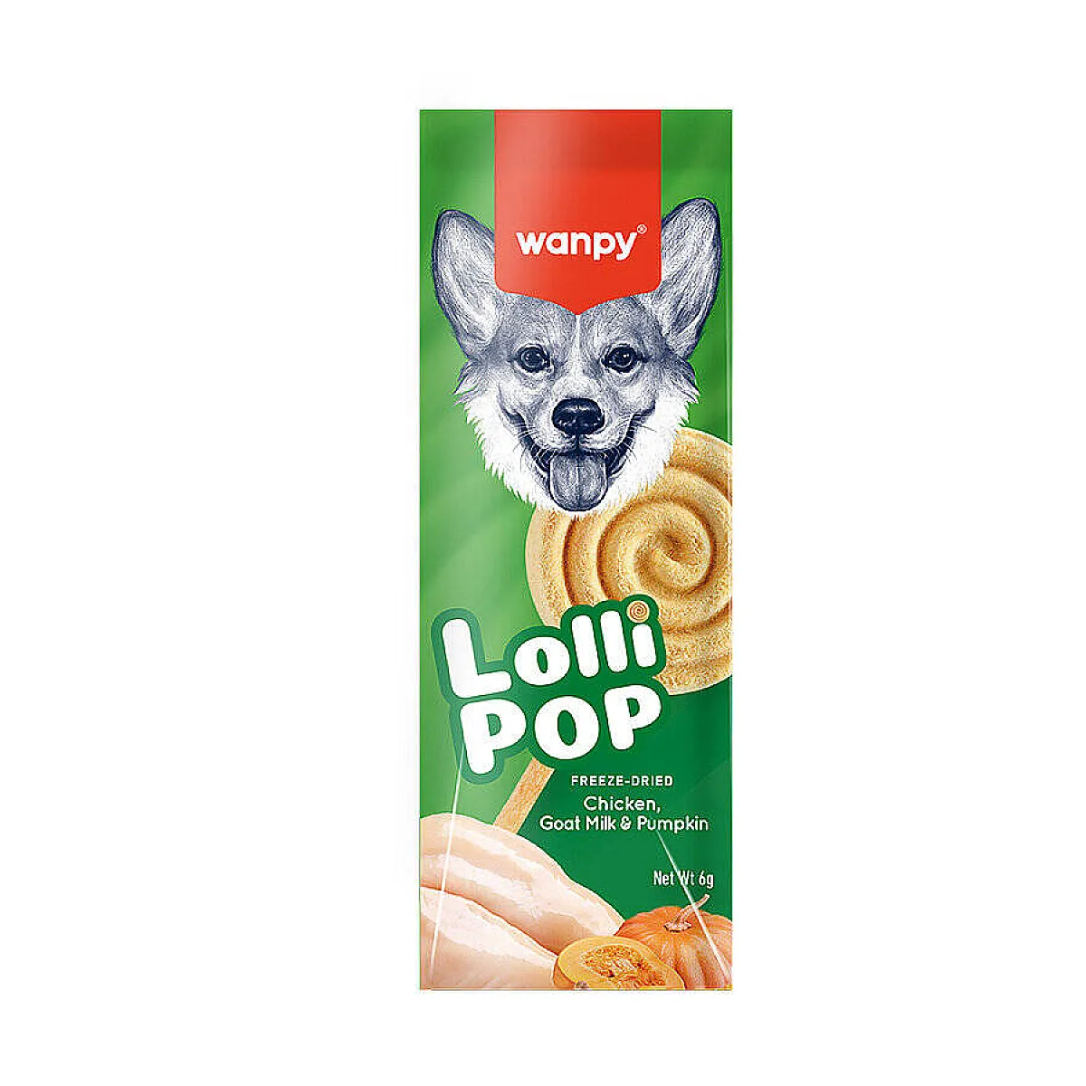 Wanpy Dondurularak Kurutulmuş Balkabaklı Lolipop Köpek Ödülü 6 g (10'lu)