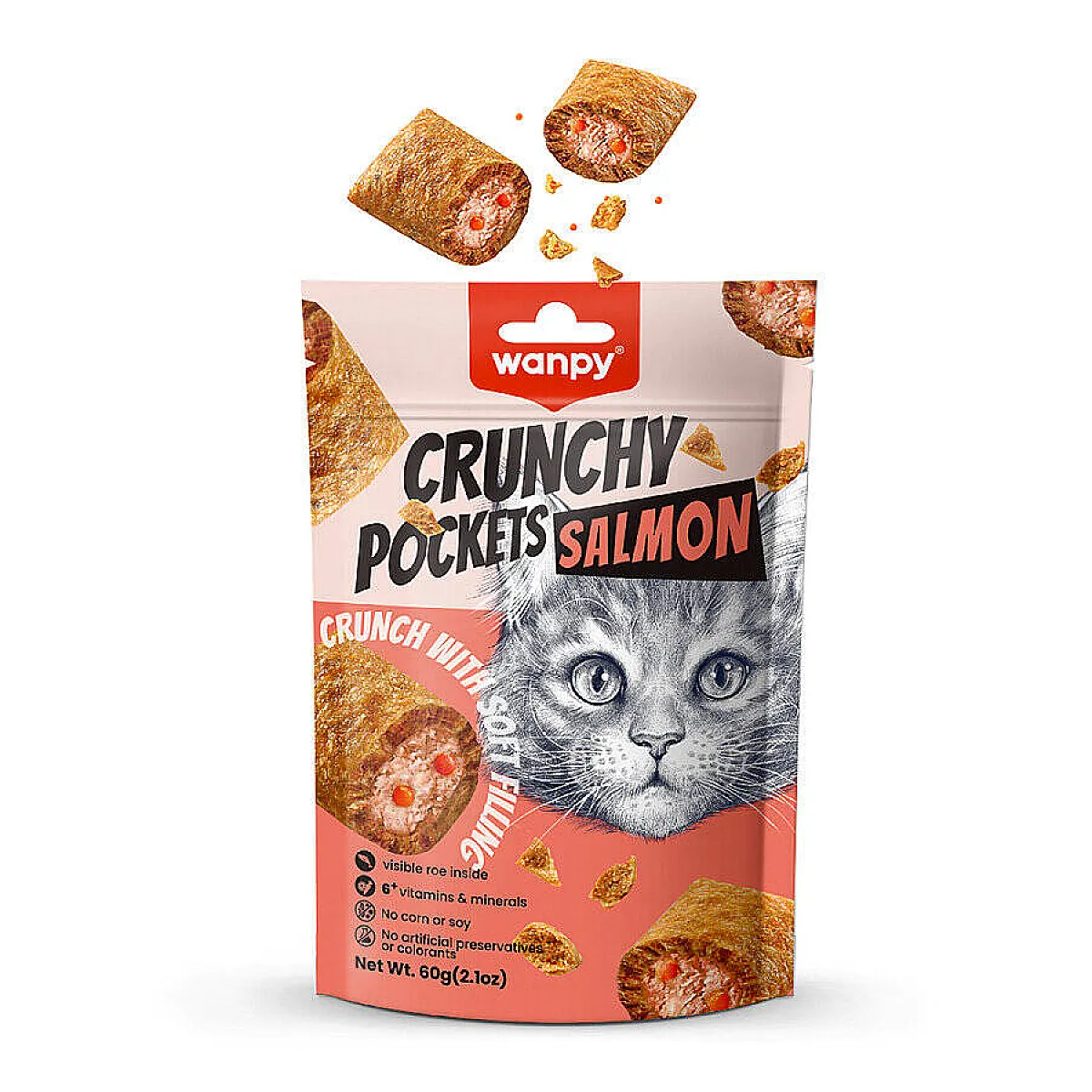 Wanpy Crunch Somon ve Havyarlı Kedi Ödül Maması 60 g