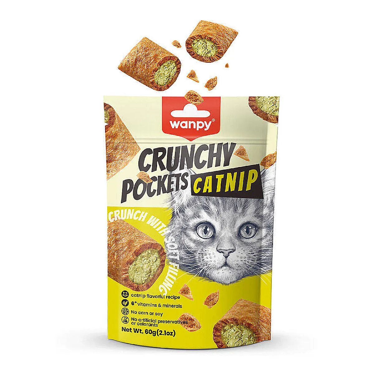 Wanpy Crunch Kedi Otlu ve Tavuklu Kedi Ödül Maması 60 g