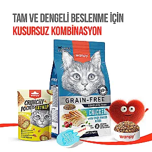 Wanpy Crunch Kedi Otlu ve Tavuklu Kedi Ödül Maması 60 g - 6