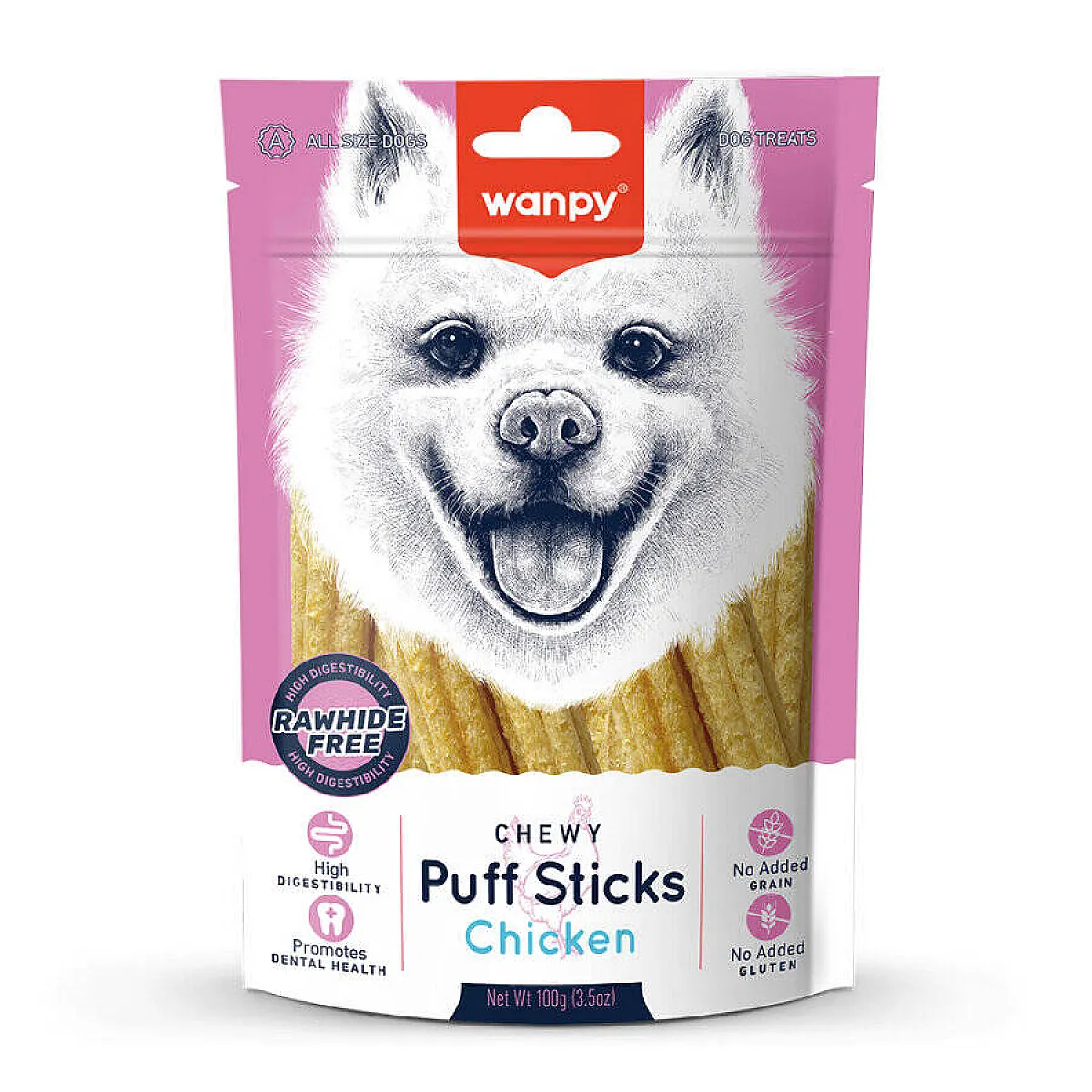 Wanpy Chewy Puff Sticks Tahılsız Tavuklu Köpek Ödül Maması 100 g