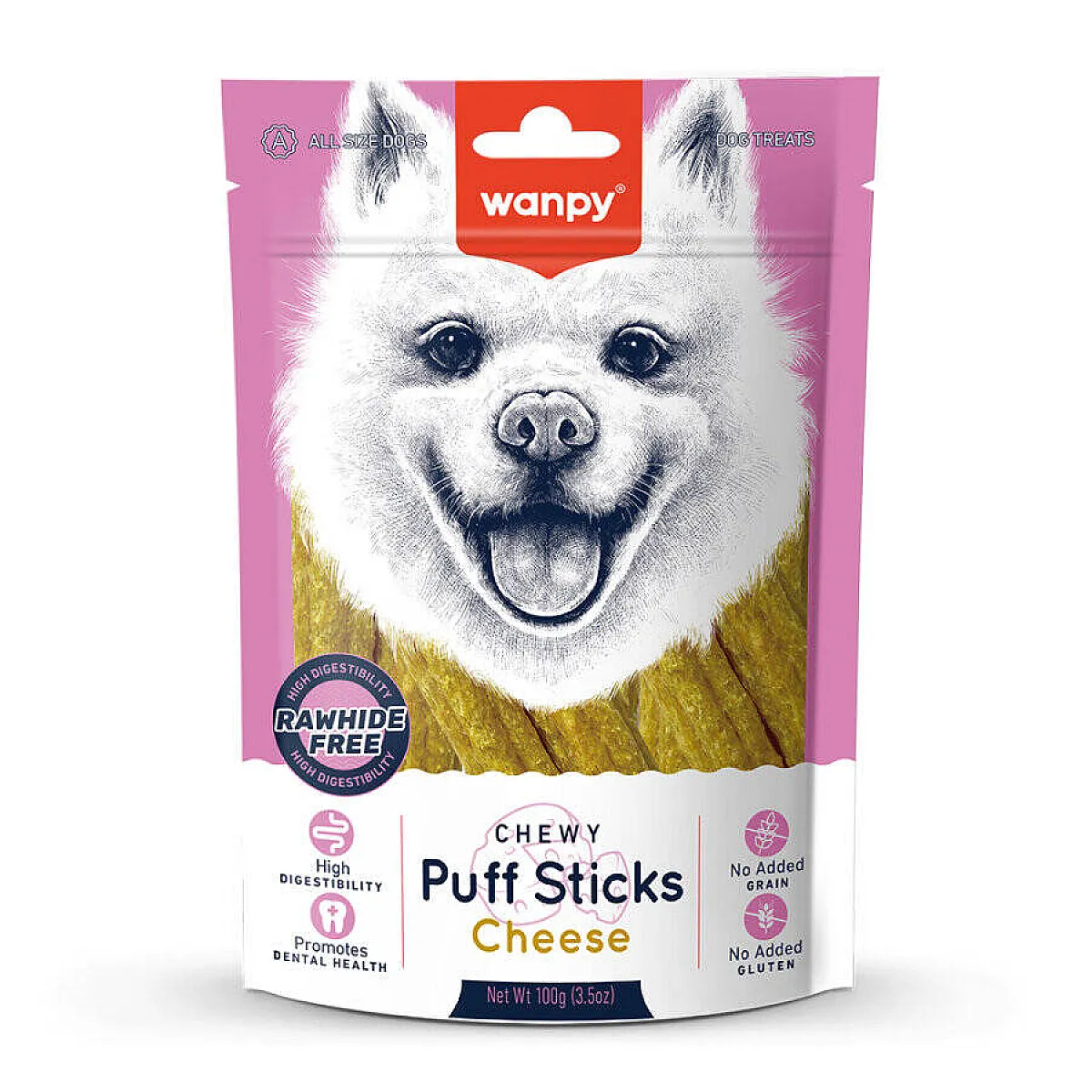 Wanpy Chewy Puff Sticks Tahılsız Peynirli Köpek Ödül Maması 100 g
