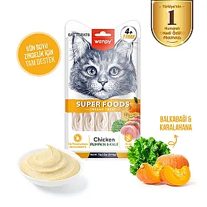 Wanpy Superfood Balkabağı ve Kara Lahanalı Krema Kedi Ödülü 5x14 g - 2