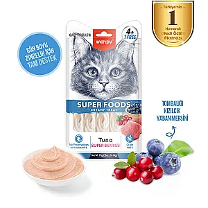 Wanpy Superfood Ton Balıklı, Yaban Mersinli ve Kızılcıklı Krema Kedi Ödülü 5x14 g - 2