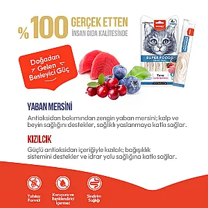 Wanpy Superfood Ton Balıklı, Yaban Mersinli ve Kızılcıklı Krema Kedi Ödülü 5x14 g - 3
