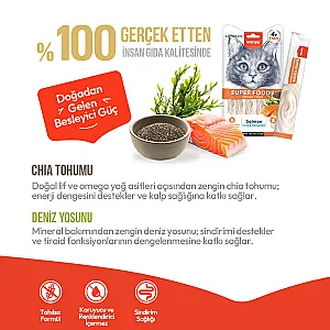 Wanpy Superfood Somonlu, Chia ve Deniz Yosunlu Krema Kedi Ödülü 5x14 g - 3