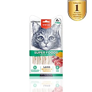Wanpy Superfood Kuzulu, Pancarlı ve Zerdeçallı Krema Kedi Ödülü 5x14 g - 1