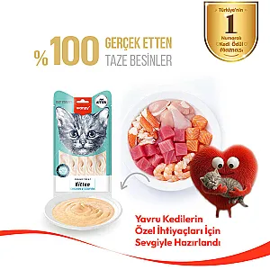 Wanpy Tavuk ve Morina Balıklı Yavru Kedi Krema Ödülü 5x14 g - 2