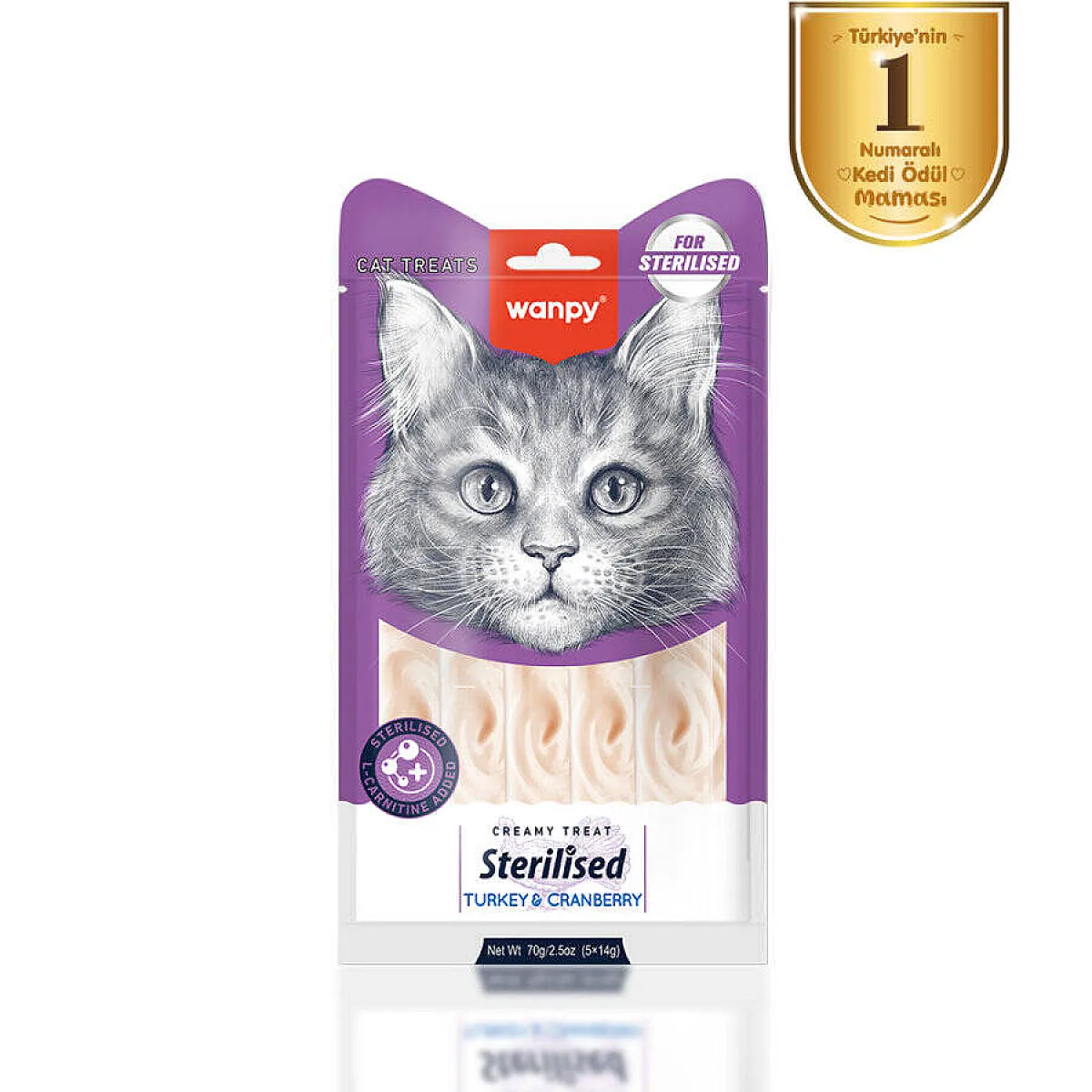 Wanpy Hindili ve Kızılcıklı Kısırlaştırılmış Kedi Krema Ödülü 5x14 g